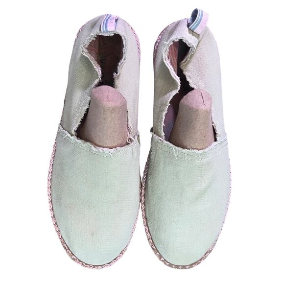 Vionic Womens Canvas Laguna Slip-On Espadrilles Size 7.5 Pale Green & Pink - Picture 1 of 6